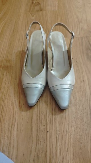 Zapatos Pitillos Piel Talla 37 Beige/Plata