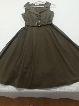 Vestido retro Jaume Roca entre verde oliva, y verd