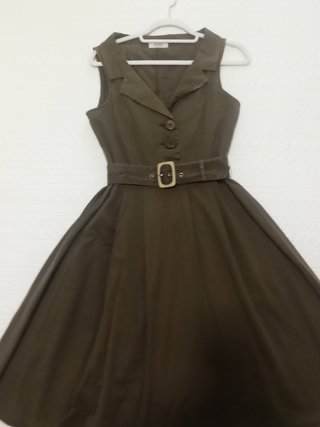 Vestido retro Jaume Roca entre verde oliva, y verd