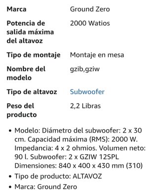Subwoofer Ground Zero 2000W