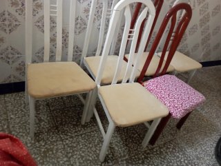6 Sillas de Madera Marrón y Blanca