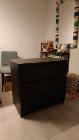 Cómoda MALM Ikea 3 cajones negro-marrón