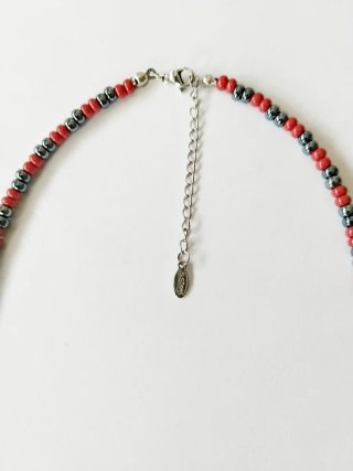 Collana uomo donna in vetro e ceramica grigio/ross