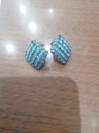 Pendientes Oro Blanco 18kt Topacios y Brillantes