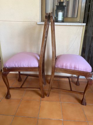 2 Sillas Madera Tapizado Rosa