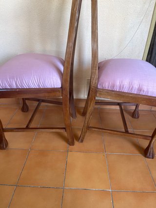 2 Sillas Madera Tapizado Rosa
