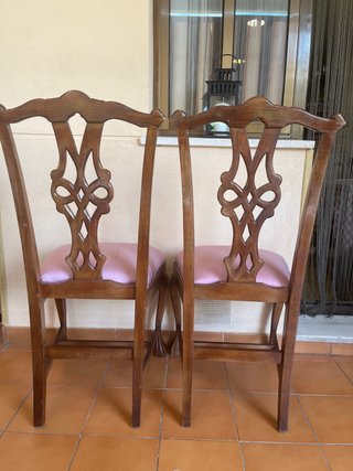 2 Sillas Madera Tapizado Rosa