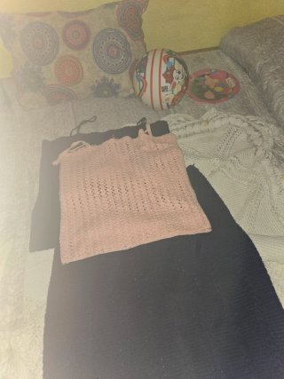 Top de ganchillo rosa Conjunto falda,top y torera