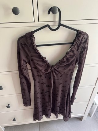 Vestido marrón floral manga larga