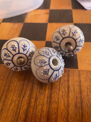 Tirador cerámica Zara Home flor azul