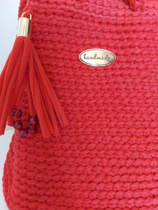 Borsa secchiello fatta a mano rossa
