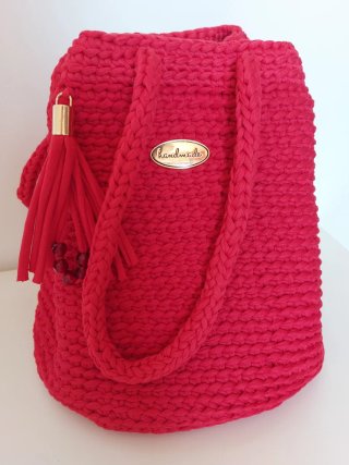 Borsa secchiello fatta a mano rossa