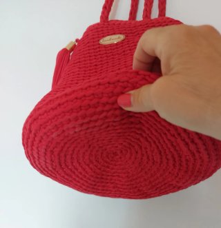 Borsa secchiello fatta a mano rossa