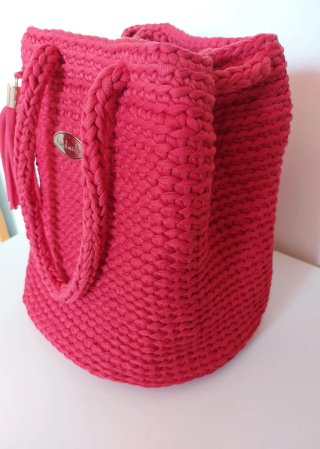 Borsa secchiello fatta a mano rossa