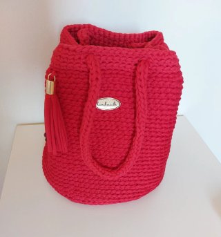 Borsa secchiello fatta a mano rossa