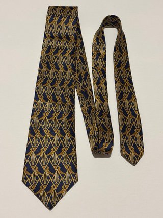 Corbata Lanvin azul y dorada
