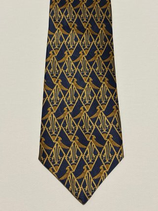 Corbata Lanvin azul y dorada