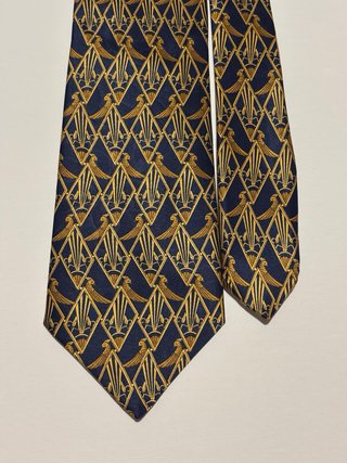 Corbata Lanvin azul y dorada