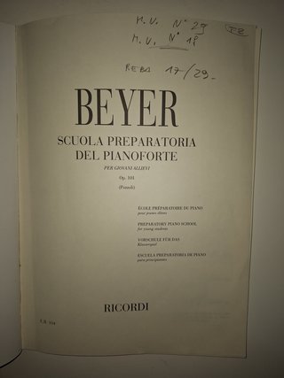 Spartiti musicali - Beyer - Scuola preparatoria