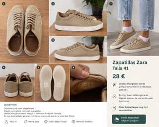Zapatillas Zara Beige Talla 41