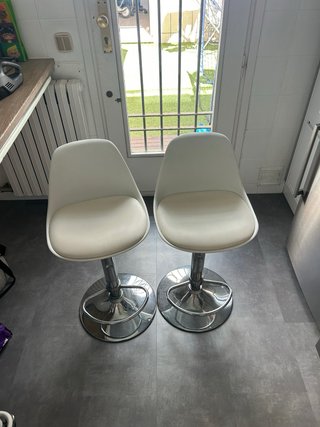 2 Taburetes Altos Regulables Blancos