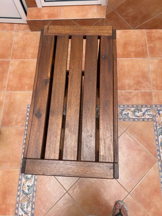 Conjunto mesa y sillas madera terraza