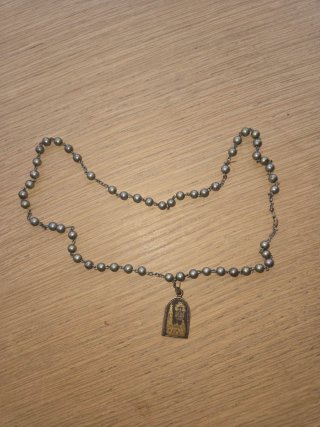 Collar plata antiguo colgante damasquinado