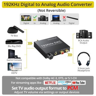 PROZOR 192KHz DAC Convertidor Audio Digital a Anal