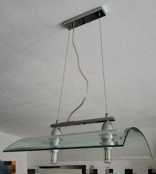 Lampadario moderno 2 luci vetro metallo