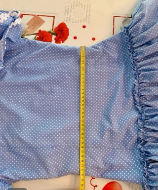 Traje de flamenca volantes azul lunar blanco