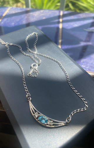 Gargantilla Plata Vintage con Piedra Azul