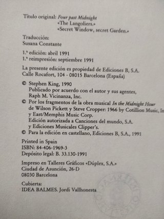 STEPHEN KING - DOS y CUATRO DESPUÉS MEDIANOCHE