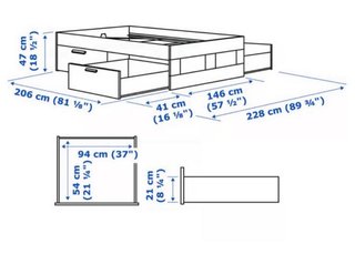 Cama Matrimonio con Cajones + Colchón