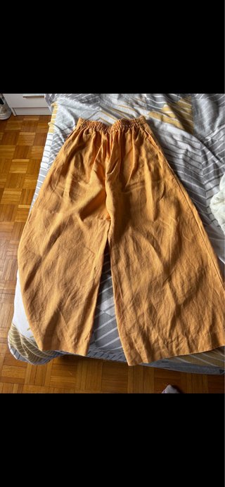 Pantalón Mango Lino Amarillo