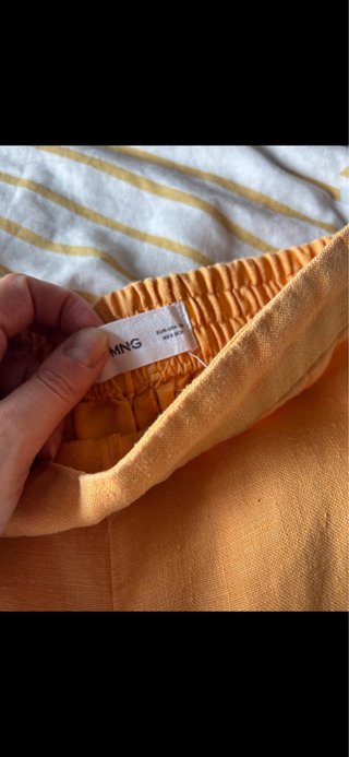 Pantalón Mango Lino Amarillo