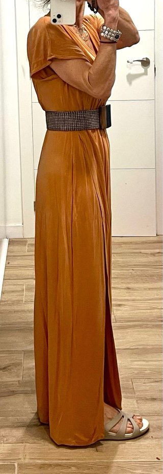 Vestido largo Scalpers óxido con abertura