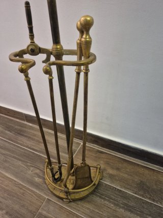 Juego Utensilios Chimenea Latón Macizo