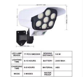 2 Focos LED Cámara Seguridad Solar con Mando.
