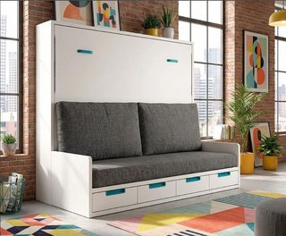 Cama matrimonio abatible con sofá 150.