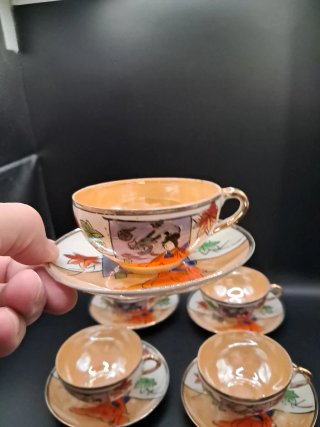 Juego 6 Tazas Porcelana Japonesa Huevo