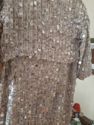 Vestido fiesta plateado con chaqueta