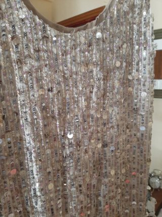 Vestido fiesta plateado con chaqueta