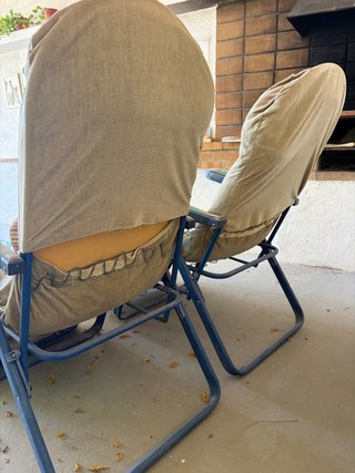 Tumbonas plegables beige y azul (2 unidades)
