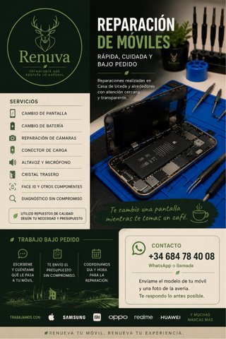 Reparación iPhone Samsung Xiaomi Pantalla bateria