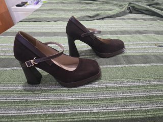 Zapatos de tacón estilo Mary Jane marrones T39