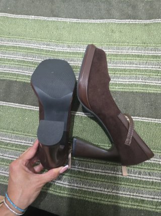 Zapatos de tacón estilo Mary Jane marrones T39