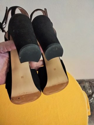 Sandalias JONI Tacón Plataforma Negra T.38