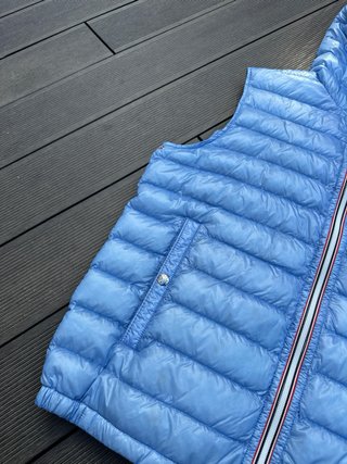 Moncler chaleco plumas capucha azul talla 0