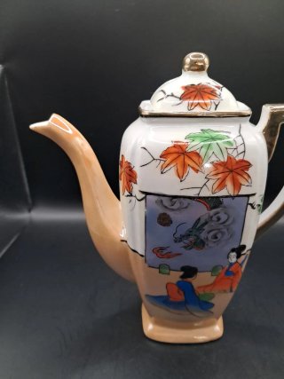 Cafetera Japonesa Porcelana Dragón Geisha