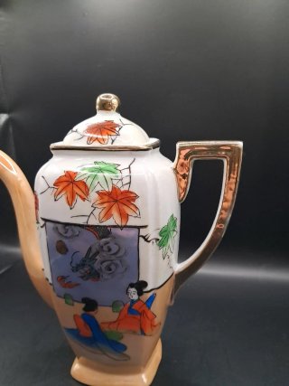 Cafetera Japonesa Porcelana Dragón Geisha